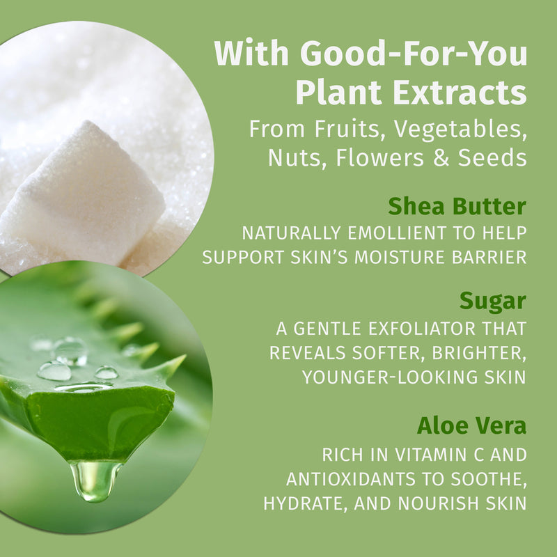 Hempz Sugar Scrub gently exfoliates and hydrates with real sugar and aloe vera